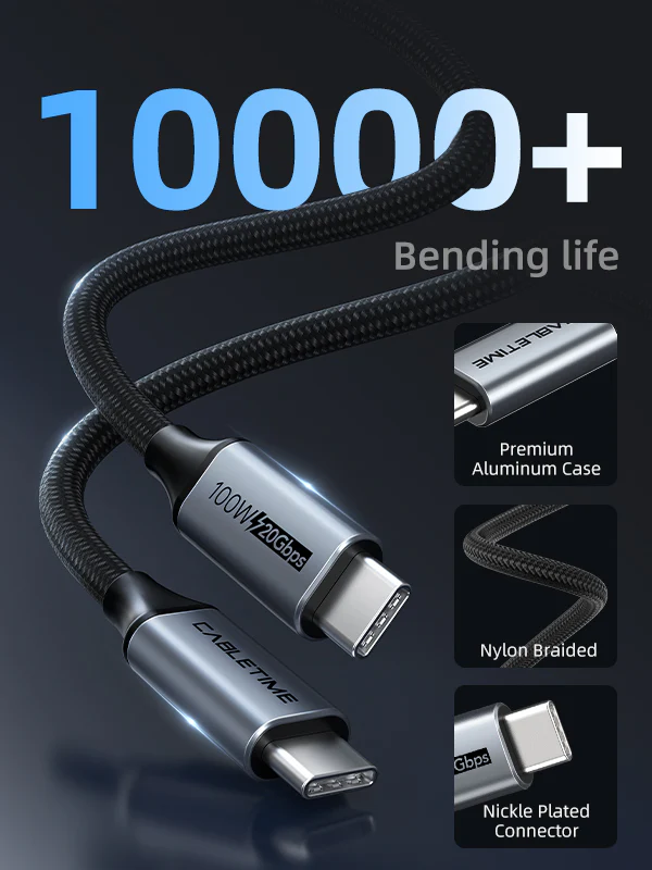 CABLETIME CT-C160-PU31 USB 3.2 Gen 2 Type C ถึง USB Type C Cable 3m 20Gbps