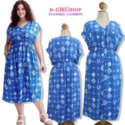 Ha6776 *แบรนด์นอก Sonoma* ไซส์ 4x เดรสสาวอวบผ้าแบมเบอร์ทผสมซิลค์สีน้ำเงิน ผ้าพริ้วใส่สบาย ดีเทลกระดุมหน้า มีกระเป๋า 2 ข้าง รอบอก 60 - 64 วงแขน 27 สะโพก 76 ยาว 51 นิ้ว