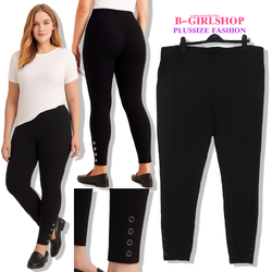 Ha6845 *แบรนด์นอก PEN..* ไซส์ 5X กางเกงเลกกิ้งผ้าเนื้อนิ่มสีดำยืดเยอะมาก เนื้อดี แต่งกระดุมปลายขา 4 เม็ด เพิ่มดีเทลเก๋ รอบเอว 50 ยืด 66 (ดึงสุดมือ 72) สะโพก 58 - 82 ต้นขา 34 - 50 ยาว 38 นิ้ว