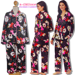 Ha6404 *แบรนด์นอก Room Service* ชุดนอนผ้ายืดเนื้อนุ่มสีดำลายดอกไม้ ผ้าไม่หนาใส่นอนสบาย ยืดได้เยอะ รอบอก 48 ยืด 52 วงแขน 23 - 27 เอว 38 ยืด 48 (ดึงสุด 52) สะโพก 48 - 54 ต้นขา 28 - 34 กก.ยาว 41 นิ้ว