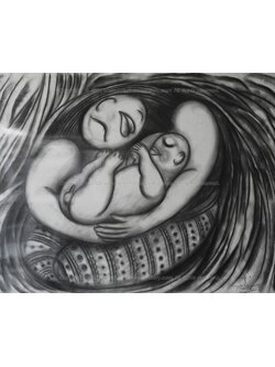 ผลงานศิลปะ "แม่ลูก"