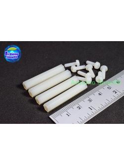 M3*35 Column double-pass white ( 1 ชุด 4 ตัว )+น๊อตพลาสติก