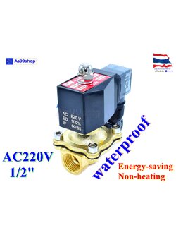 Outdoor Waterproof and energy-saving non-heating Solenoid Valve โซลินอยด์วาล์วทองเหลือง NC ปกติปิด 1/2" 220VAC
