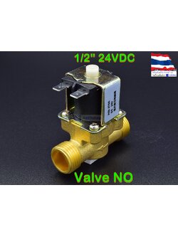 โซลินอยด์วาล์วทองเหลือง Solenoid Valve (NO) 24VDC 1/2 นิ้ว สำหรับเปิด-ปิด น้ำ