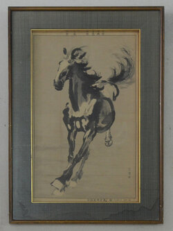 ภาพมงคลผ้าทอรูปม้า (พร้อมกรอบ)