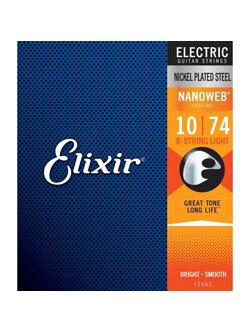 Elixir - สายกีตาร์ 8 สาย NANOWEB LIGHT 10-74