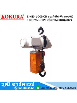 OKURA E-OK-500MCH รอกโซ่ไฟฟ้า 500KG 1300W/220V 2ทิศทาง แบบพกพา