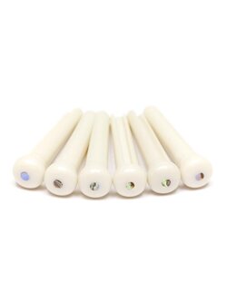 TUSQ TRADITIONAL BRIDGE PINS WHITE WITH 2MM PAUA DOT (PP-1182-00) / จุดอบาโลน