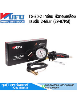WUFU TG-30-2 เกจ์ลม หัวทองเหลือง 2-6Bar (29-87PSI)