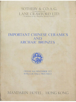 IMPORTANT CHINESE CERAMICS AND ARCHAIC BRONZES FRIDAY 16th NOVEMBER 1973