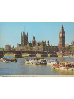 The Houses of Parliament with Big Ben and Westminster Bridge,London. (โปสการ์ดขนาดใหญ่)