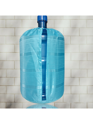 ผ้าม่านลายสีฟ้าคลุมถังน้ำดื่มตู้กดน้ำเย็นเครื่องทำน้ำเย็น ไอเดียแต่งบ้านออฟฟิศโรงเรียนกวดวิชาให้สวยงาม