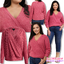 Ha6613-2 *แบรนด์นอก Torrid* ไซส์ 3 เสื้อยืดสาวอวบผ้านุ่มสีแดงเข้มอกป้ายแขนยาว รอบอก 58 ยืด 64 วงแขน 24 - 28 ชาย 54 - 66 ยาว 28 นิ้ว