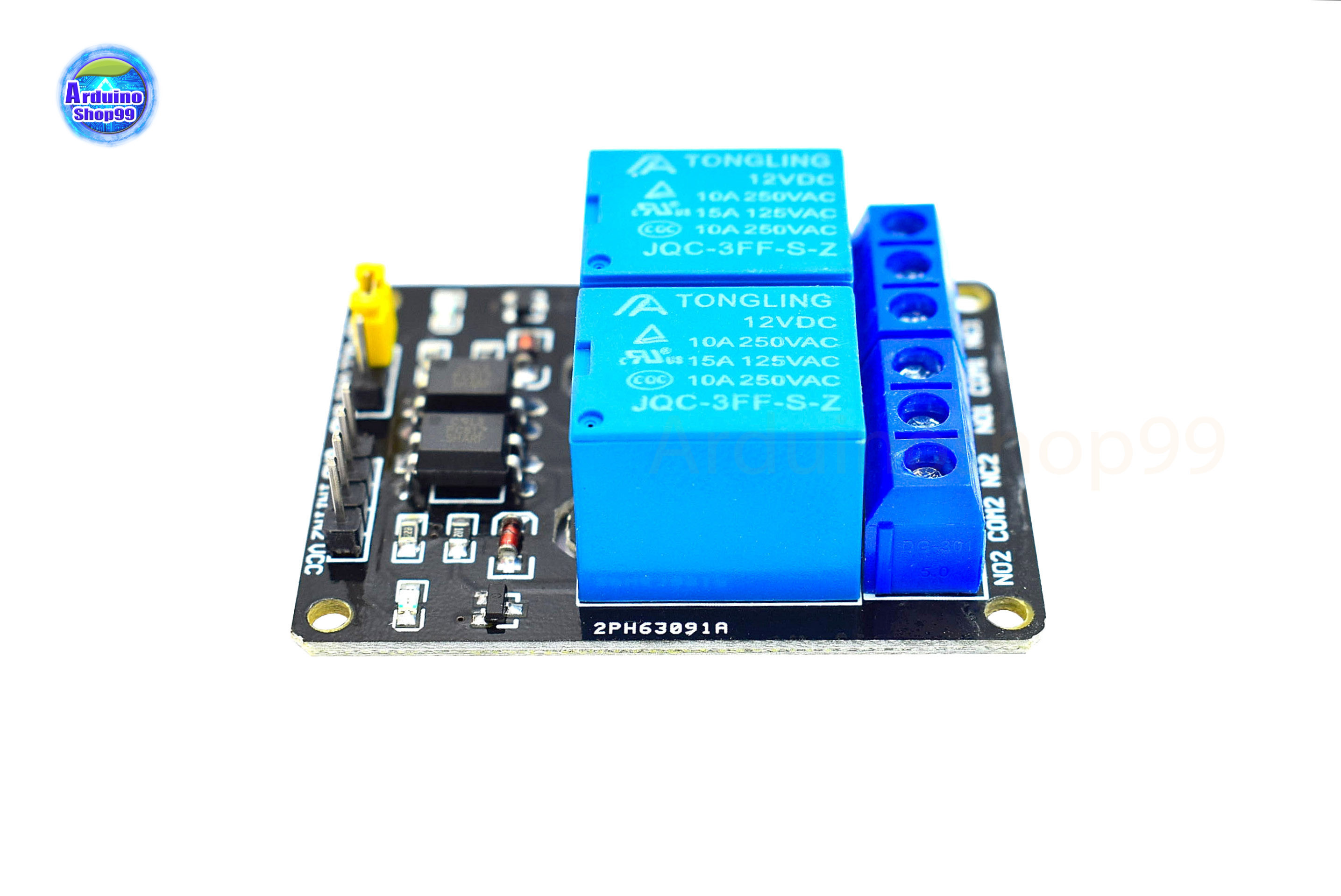 2-channel 12V relay module with optocoupler isolation low-level trigger