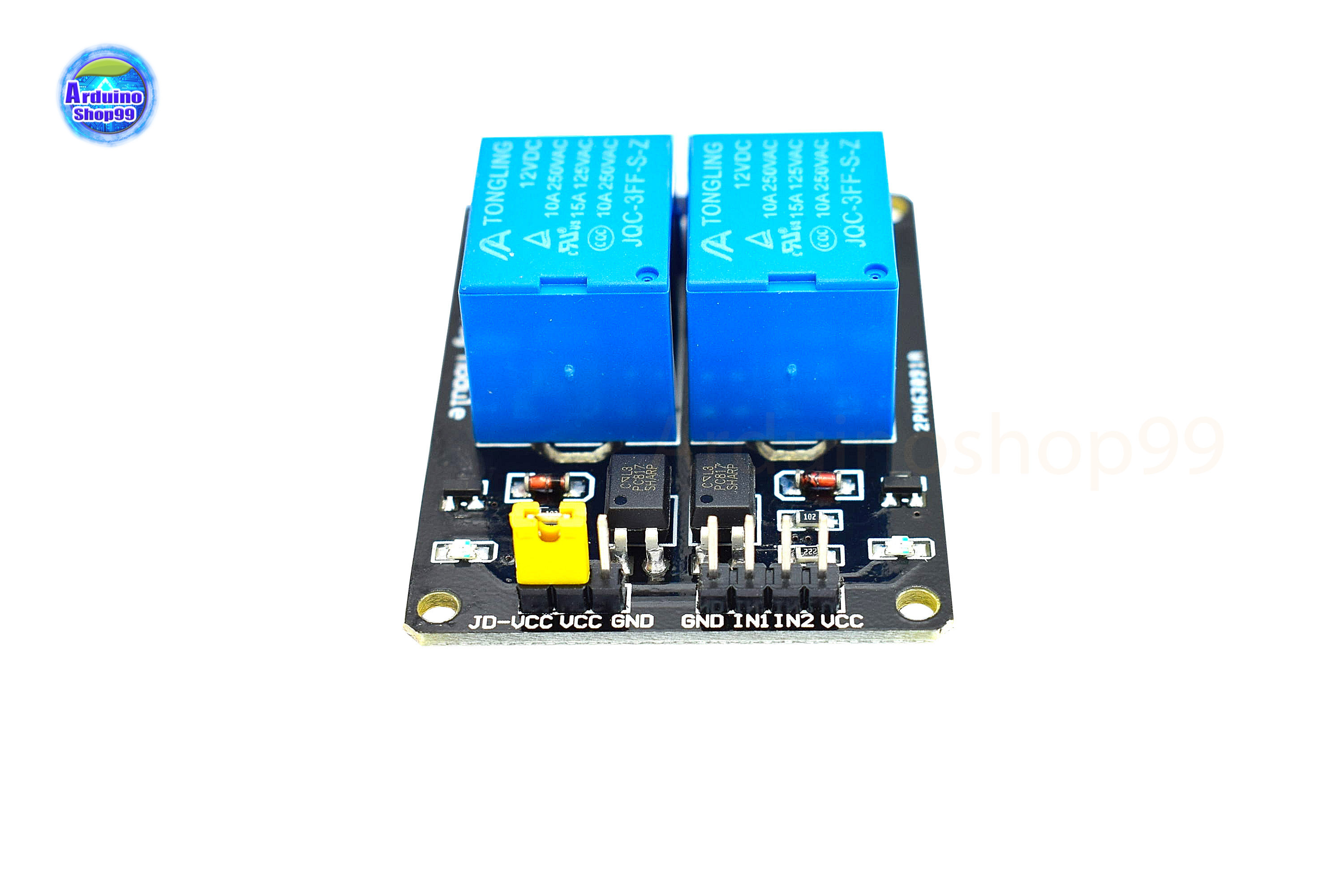 2-channel 12V relay module with optocoupler isolation low-level trigger