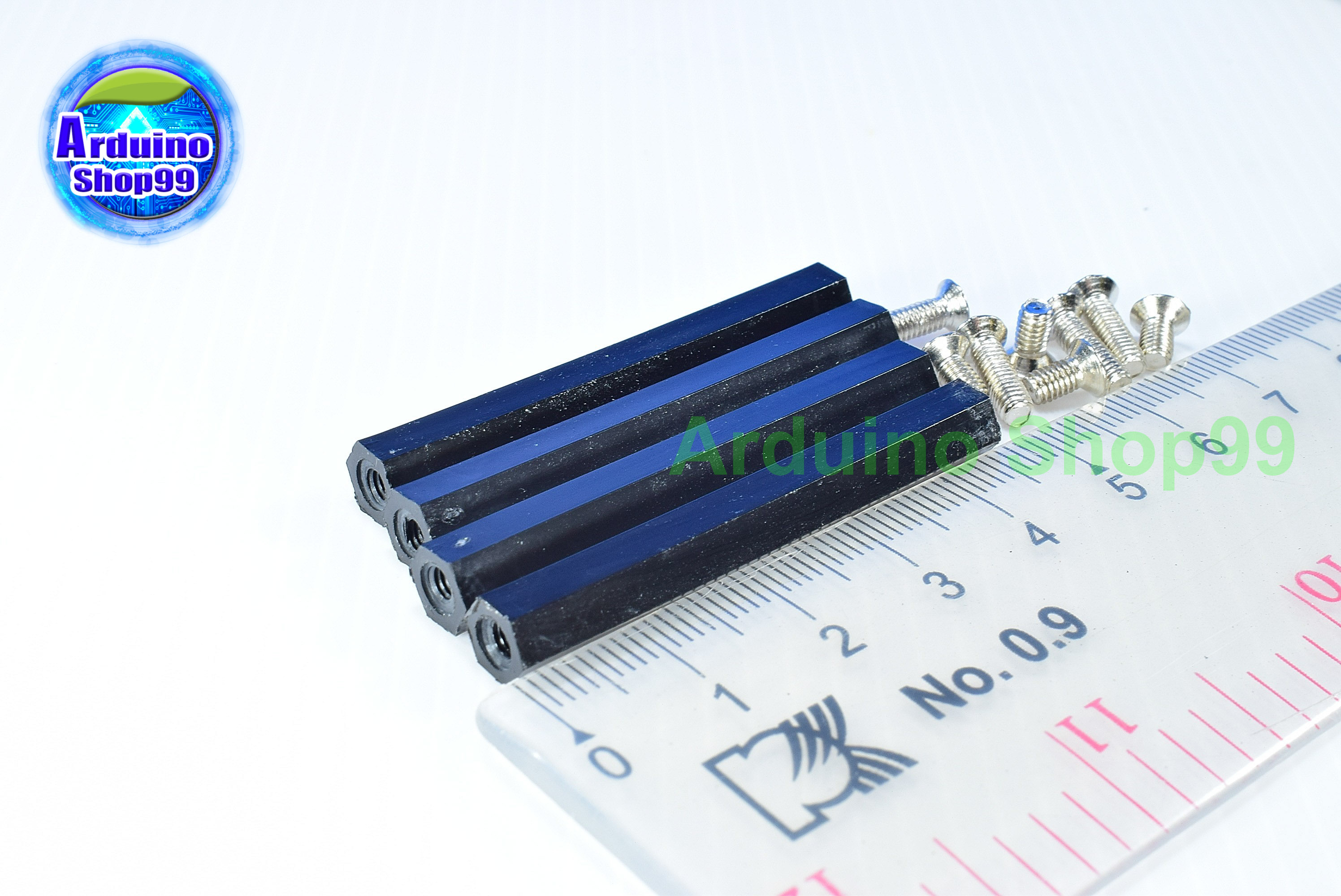 M3*45 column double-pass Black ( 1 ชุด 4 ตัว )+น๊อตหัวตัดแบบฝัง 8 ตัว