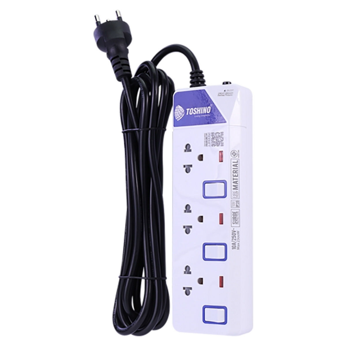 TOSHINO ET-913 ปลั๊กพ่วง 3ช่อง/ 3สวิตซ์/ 3เมตร 10A/2300W