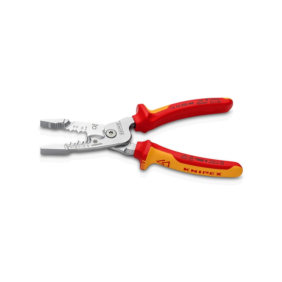 KNIPEX 13 76 200 ME คีมปากรวมงานไฟฟ้า รุ่น Metric 200mm ป้องกันกระแสไฟ 1000V