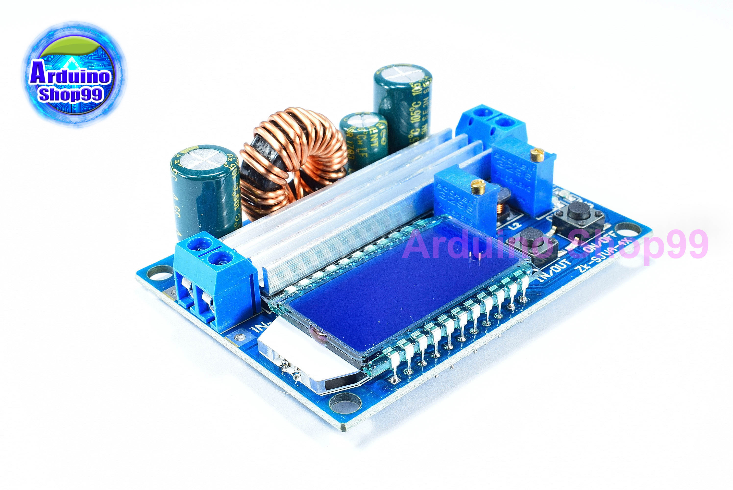LCD Digital Display Buck-Boost Power Supply Module แปลงไฟจาก 5.5 - 30 Volt เป็น 0.5 - 30 Volt