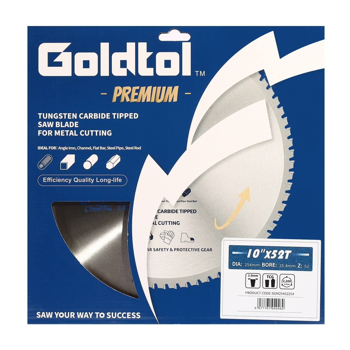 Goldtol ใบเลื่อยวงเดือน ตัดเหล็ก 10"x52T