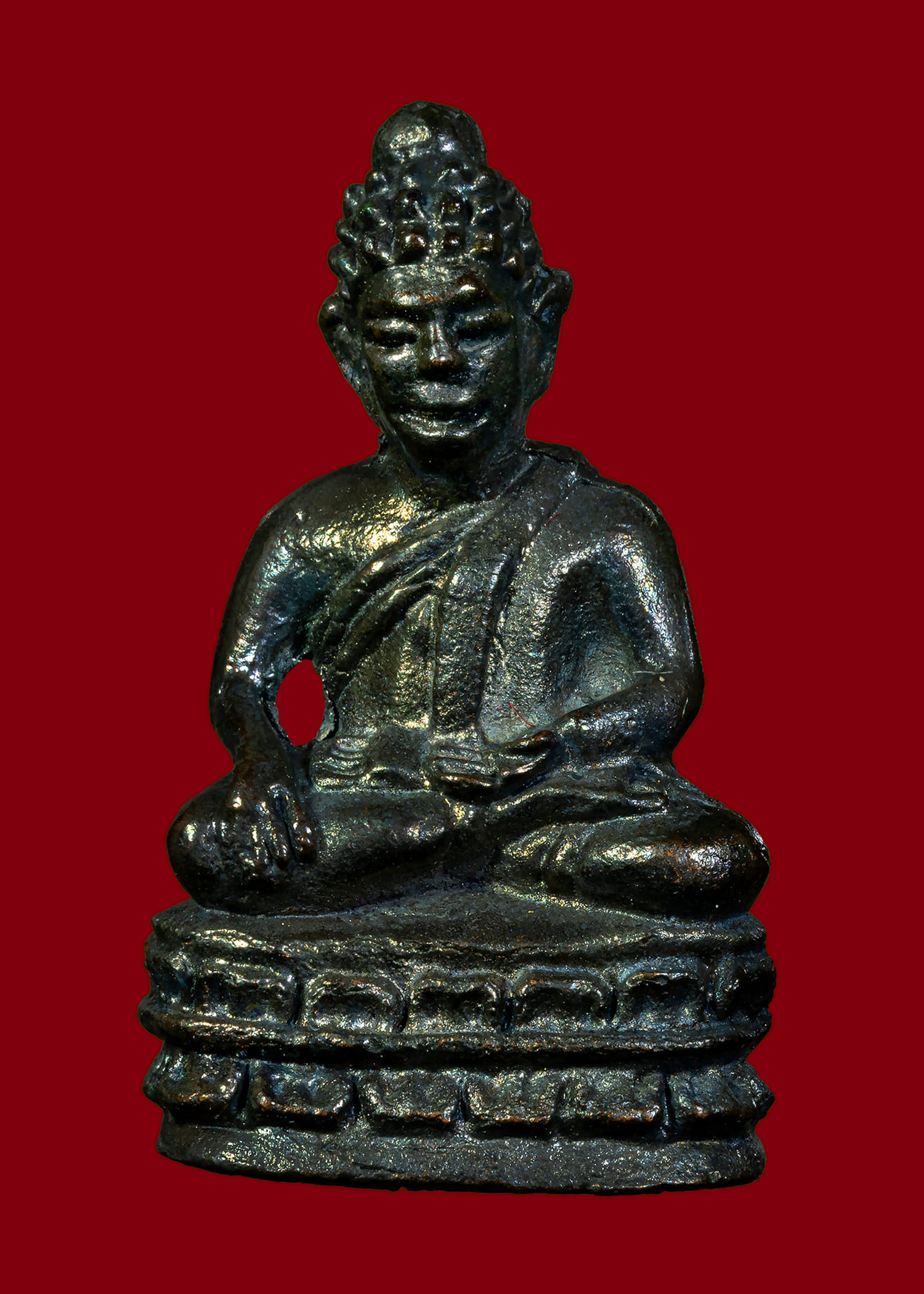 พระชัยเจ้าคุณโพธิญาณ หลวงพ่อชา สุภัทโธ วัดหนองป่าพง อุบลราชธานี ปี2522 เนื้อนวะโลหะ ตอกโค๊ต สภาพสวยพร้อมกล่องเดิมๆ