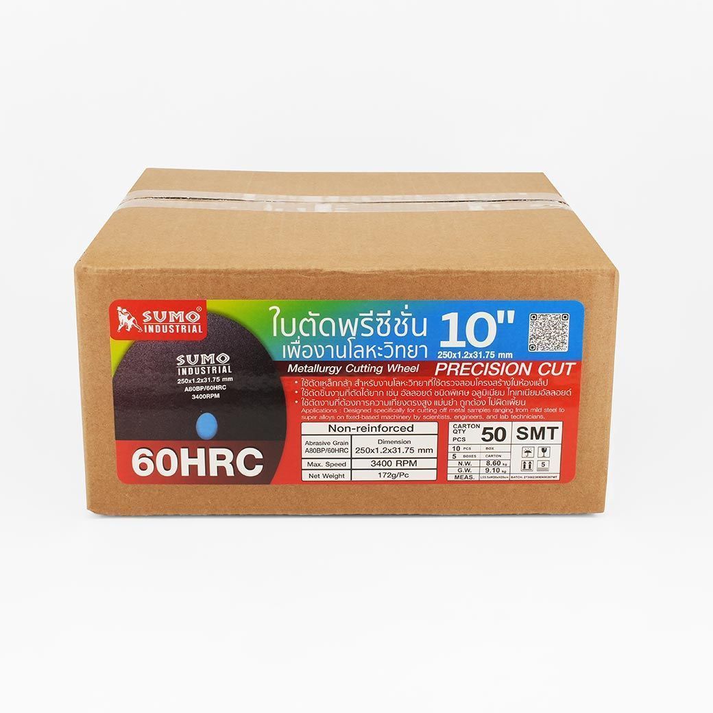 SUMO ใบตัดไฟเบอร์ 10"x1.2x31.75 HRC60 Precision Cut (10ใบ/กล่อง)