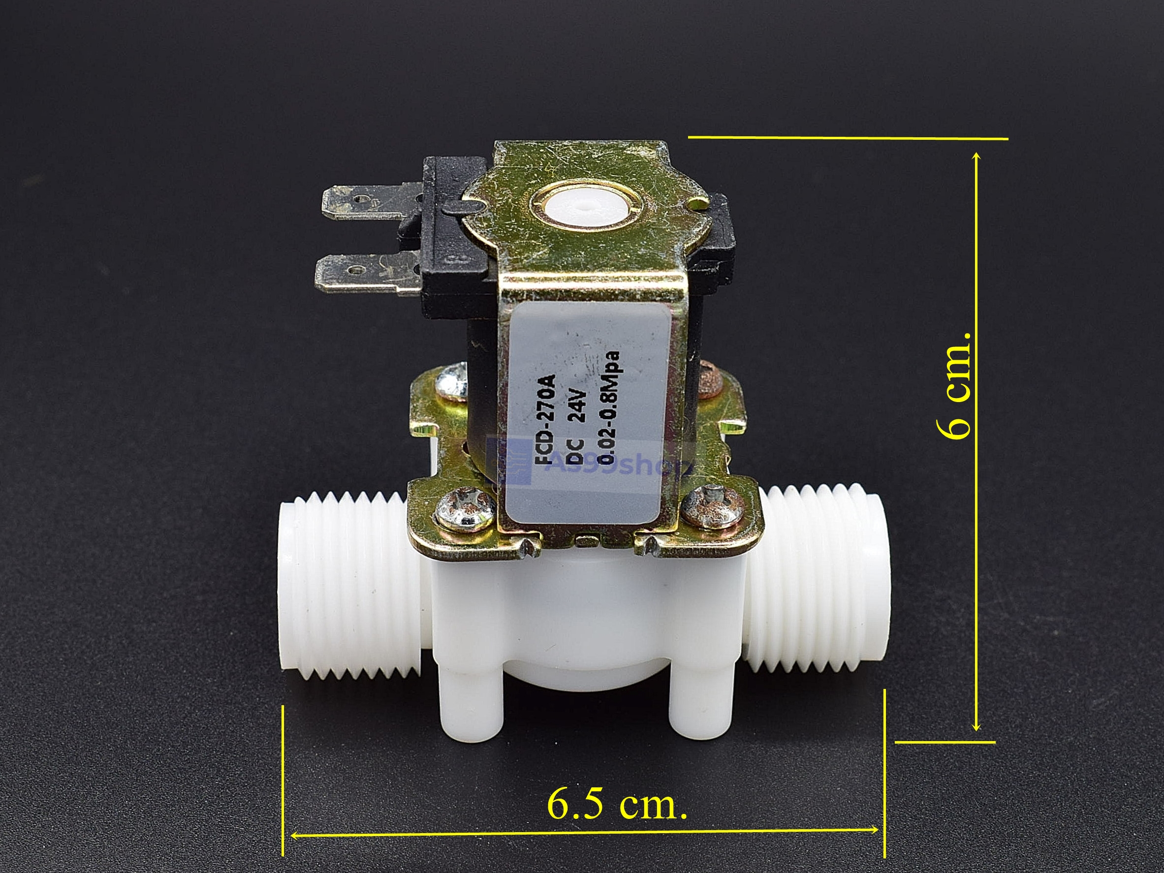 โซลินอยด์วาล์วพลาสติก Solenoid Valve 24Vdc 1/2 นิ้ว สำหรับเปิด-ปิด น้ำ