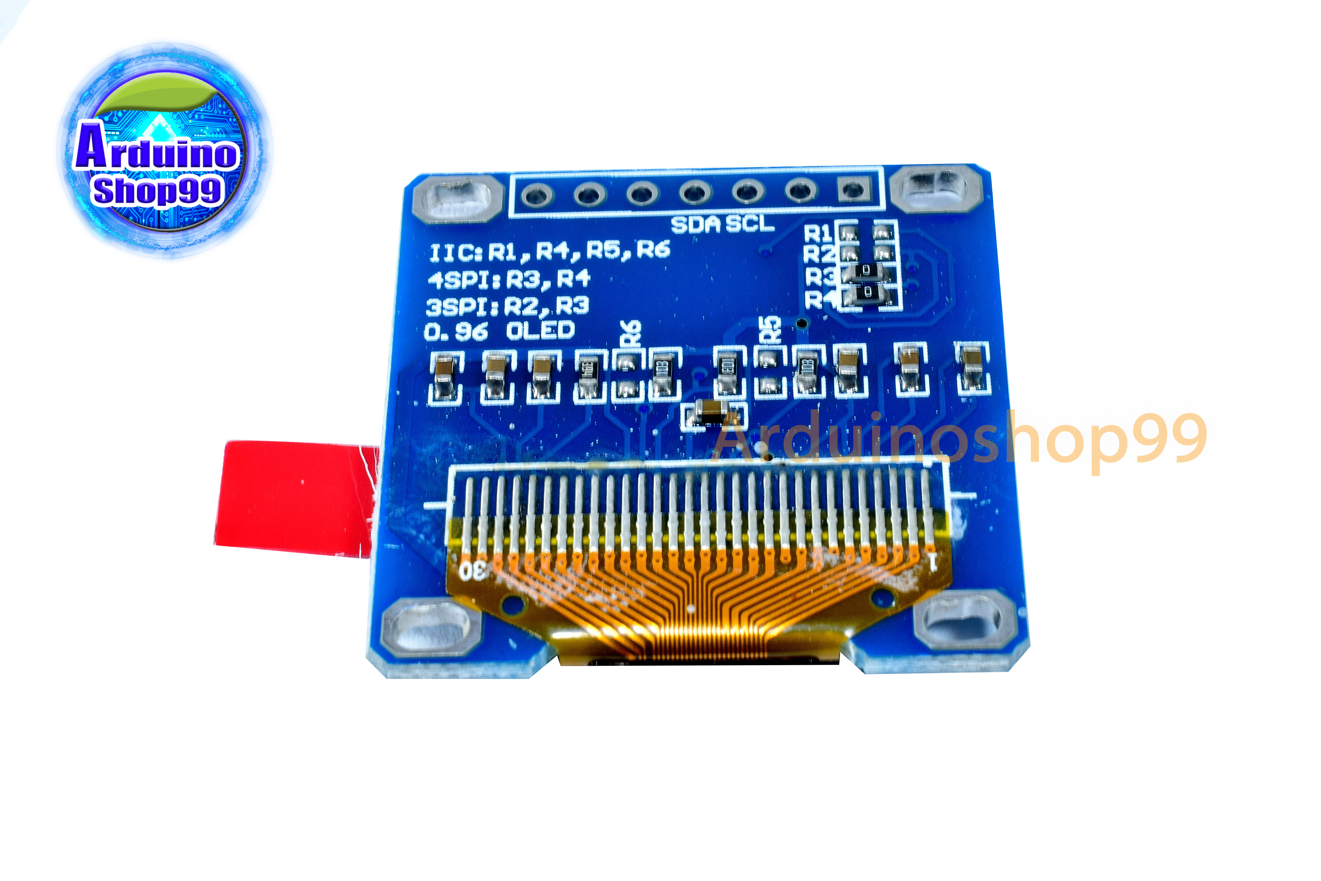 จอแสดงผล OLED ขนาด 0.96 นิ้ว แบบ SPI/I2C สีเหลือง+น้ำเงิน 7 pin
