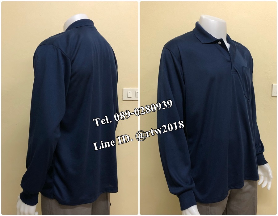 เสื้อคนสวนแขนยาวคอปกสีกรมท่า (ราคาสำหรับ 12 ตัว) (รหัส H4)
