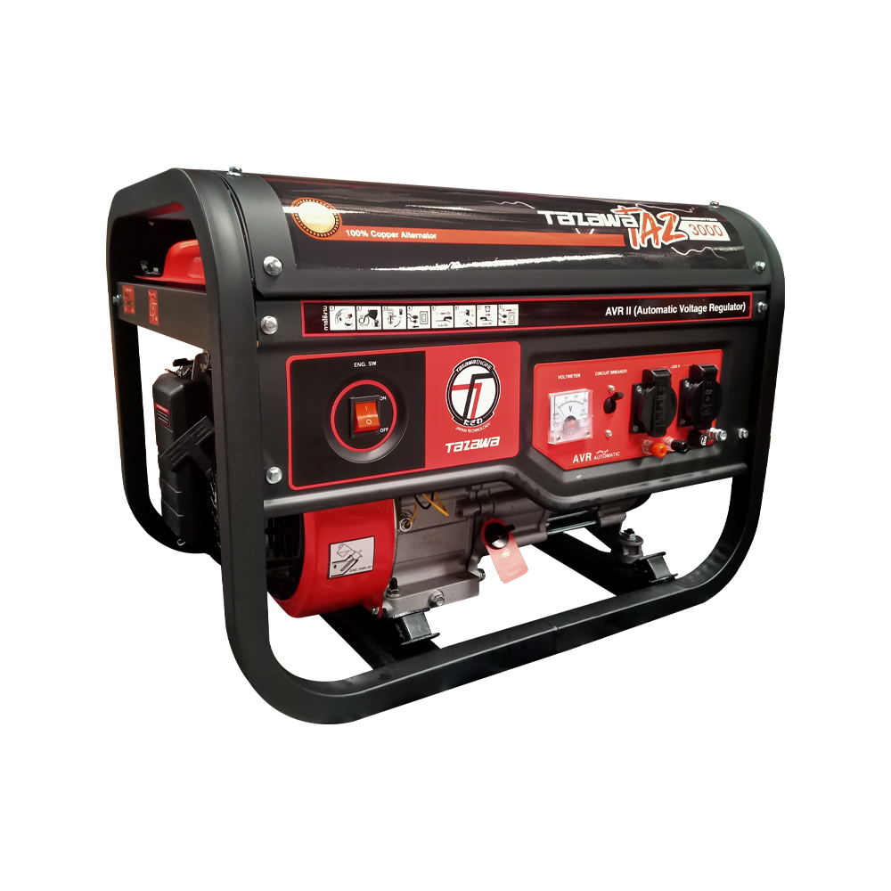 TAZAWA TAZ3000 เครื่องปั่นไฟ 2kW/220V พร้อมระบบ AVR เบนซิน 7HP เชือกดึง
