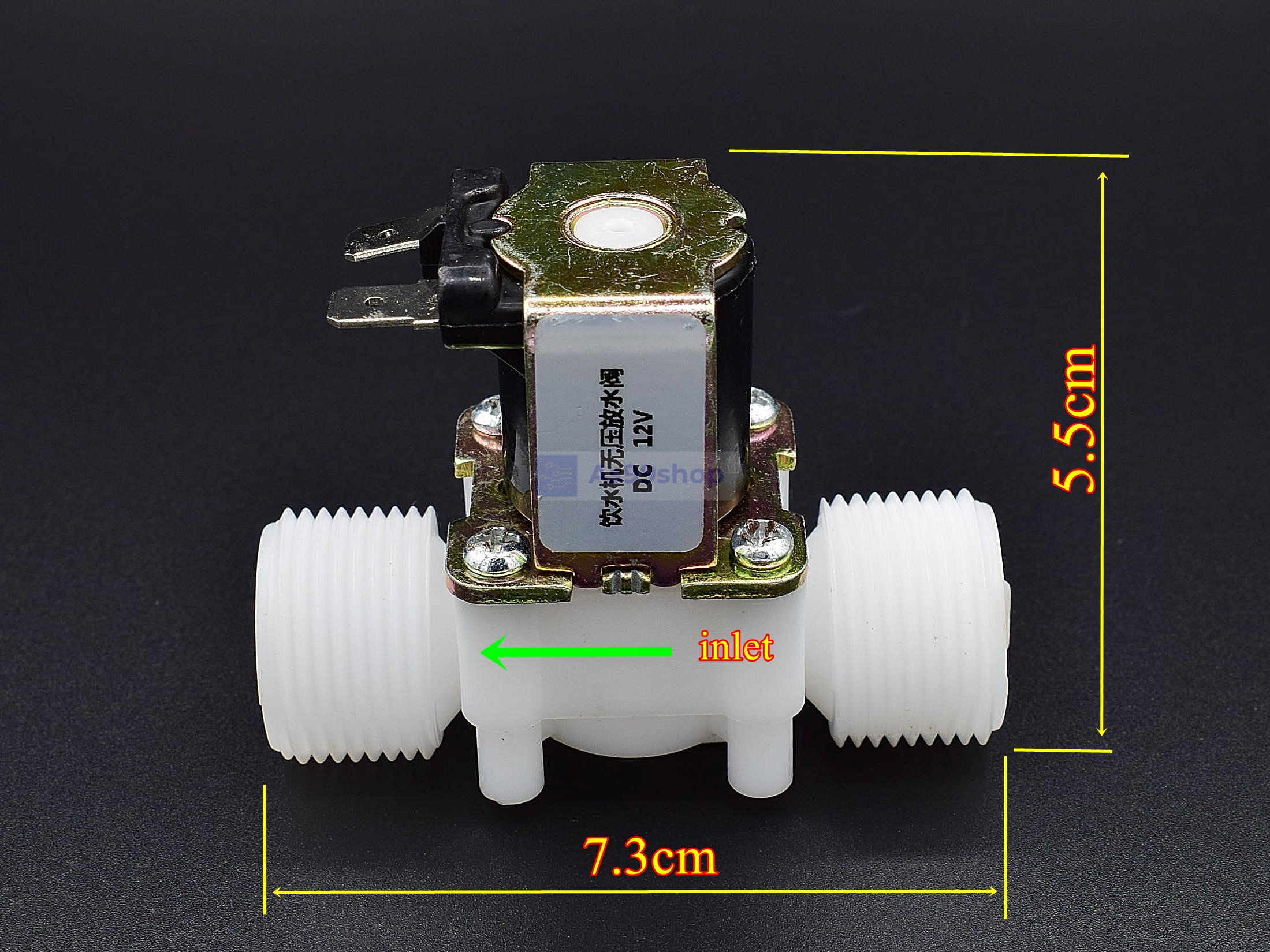 โซลินอยด์วาล์วพลาสติก Solenoid Valve 12VDC 3/4 นิ้ว (วาล์วระบายน้ำที่ไม่มีแรงดัน drain valve)