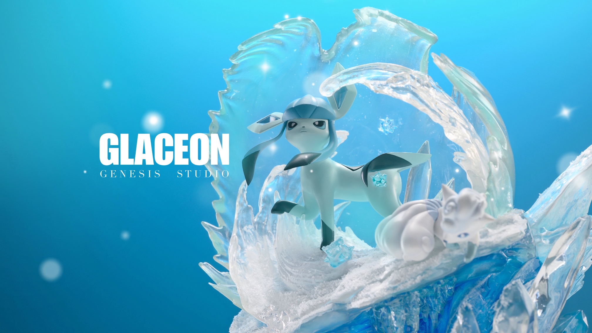 GENESIS Studio - Glaceon(Eevee use Ice Stone) on ice field with Piplup and Spheal โปเกมอน POKEMON(Pokémon) อีวุย กราเซีย