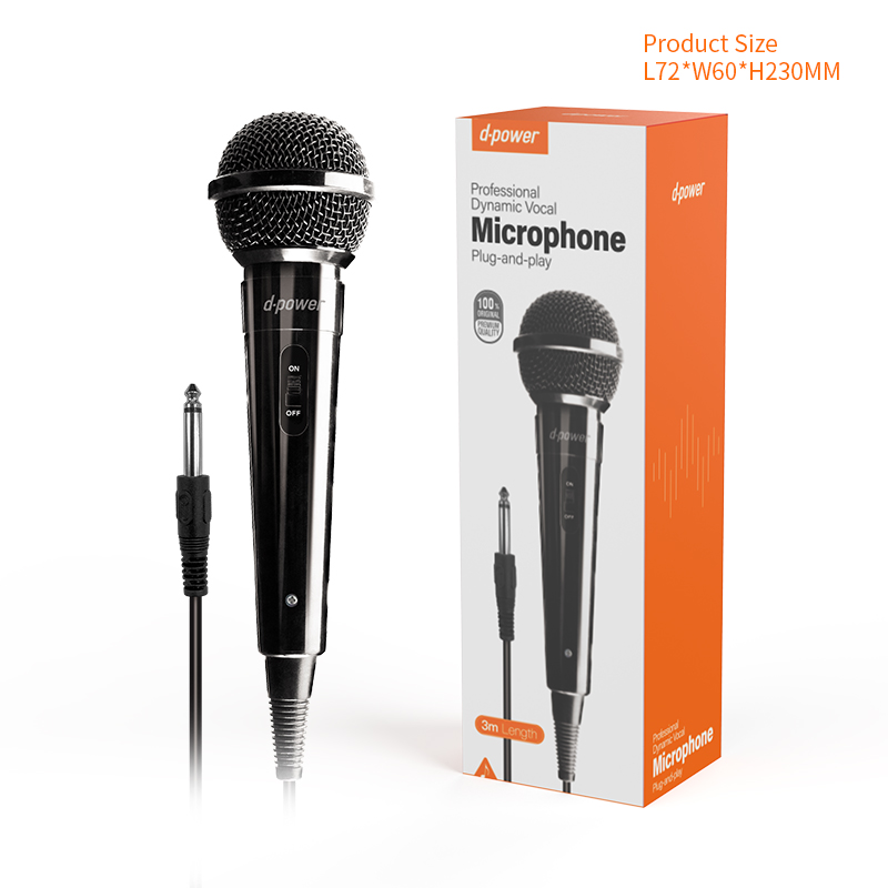 d-power ไมค์โครโฟน เเบบมีสาย รุ่น MIC-K52B / Microphone 6.35 mm. สายยาว 3 เมตร ใช้ได้กับลำโพงทุกรุ่น รับประกัน 1 ปี