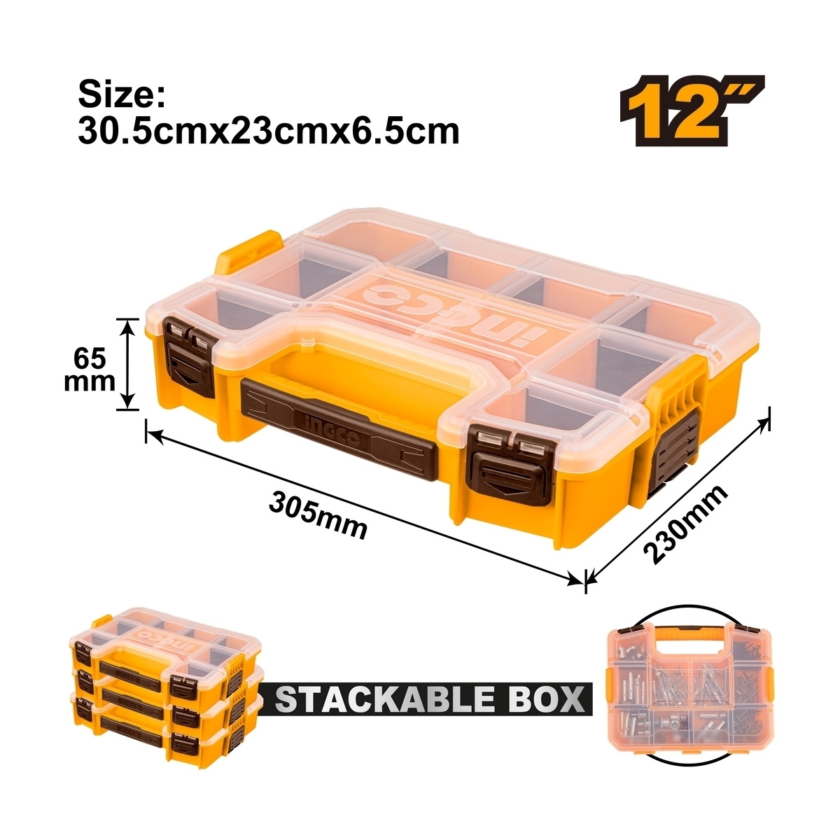 INGCO PBX1211 กล่องเครื่องมือ 12" เรียงซ้อนได้