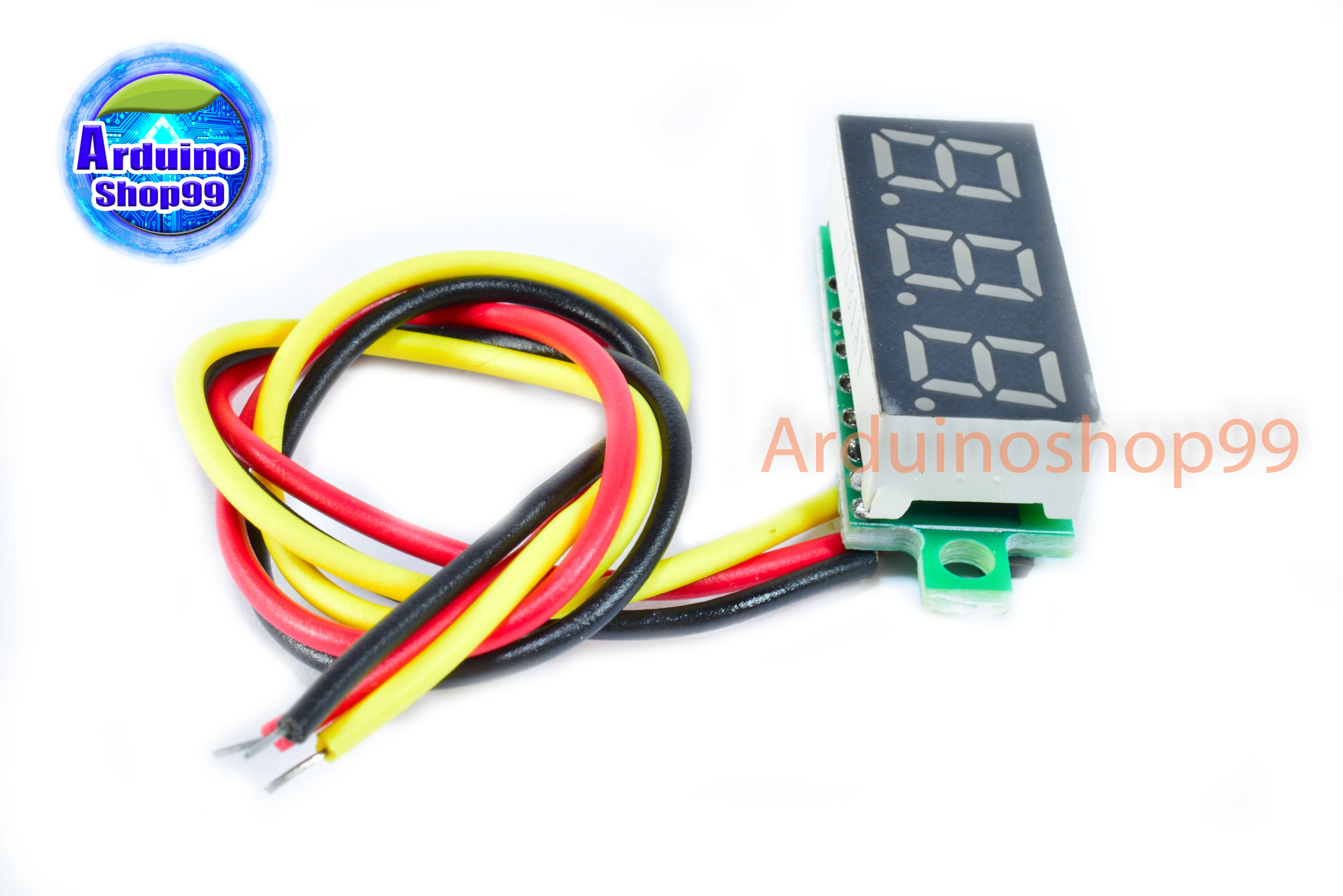 จอแสดงผล ค่าโวลต์ DC voltage meter head 0.28 inch LED DC 0V - 100V (สีเหลือง)