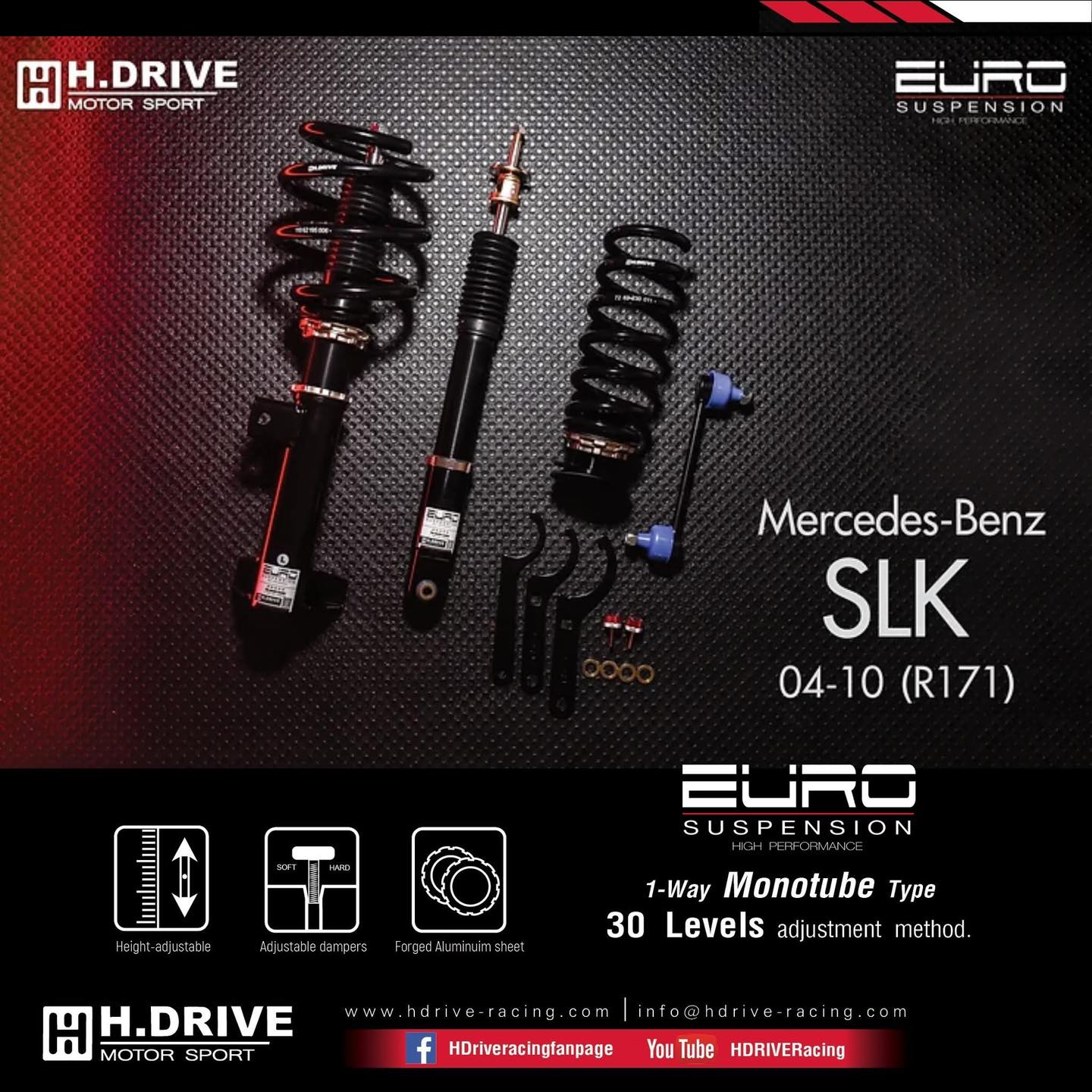 โช๊ค H.DRIVE รุ่น EURO SPEC เป็นโช๊คที่ถูกออกแบบ มาสำหรับ BENZ SLK R171