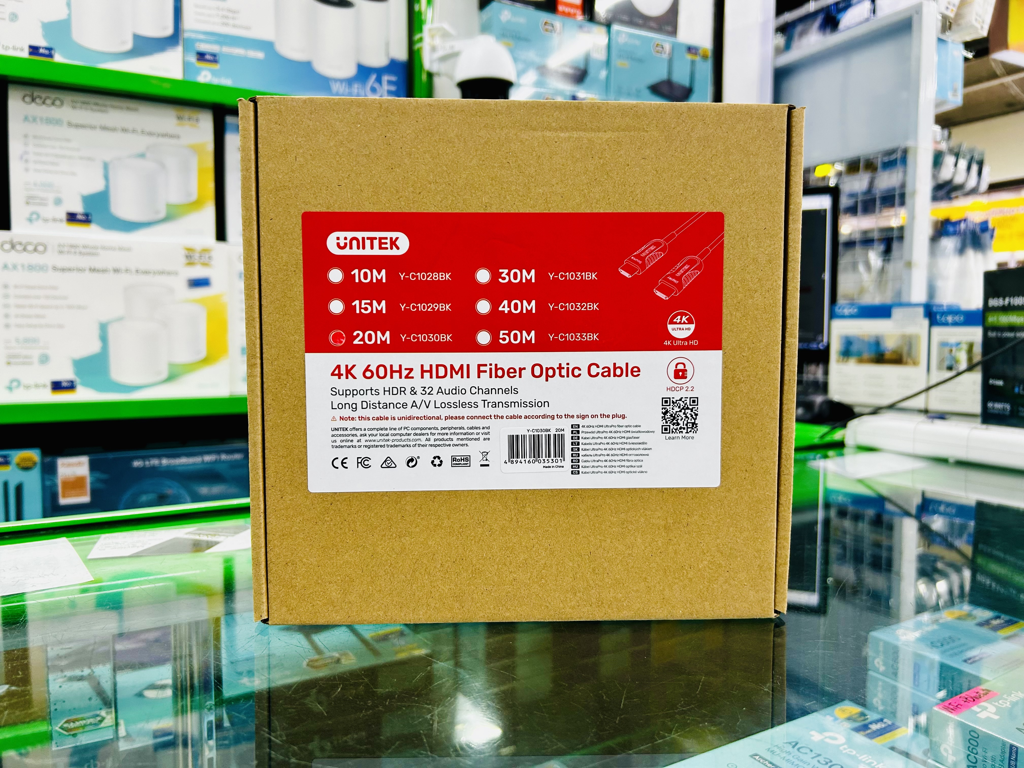 Unitek Y-C1030BK 4K 60Hz HDMI Fiber Optic Cable 20m.