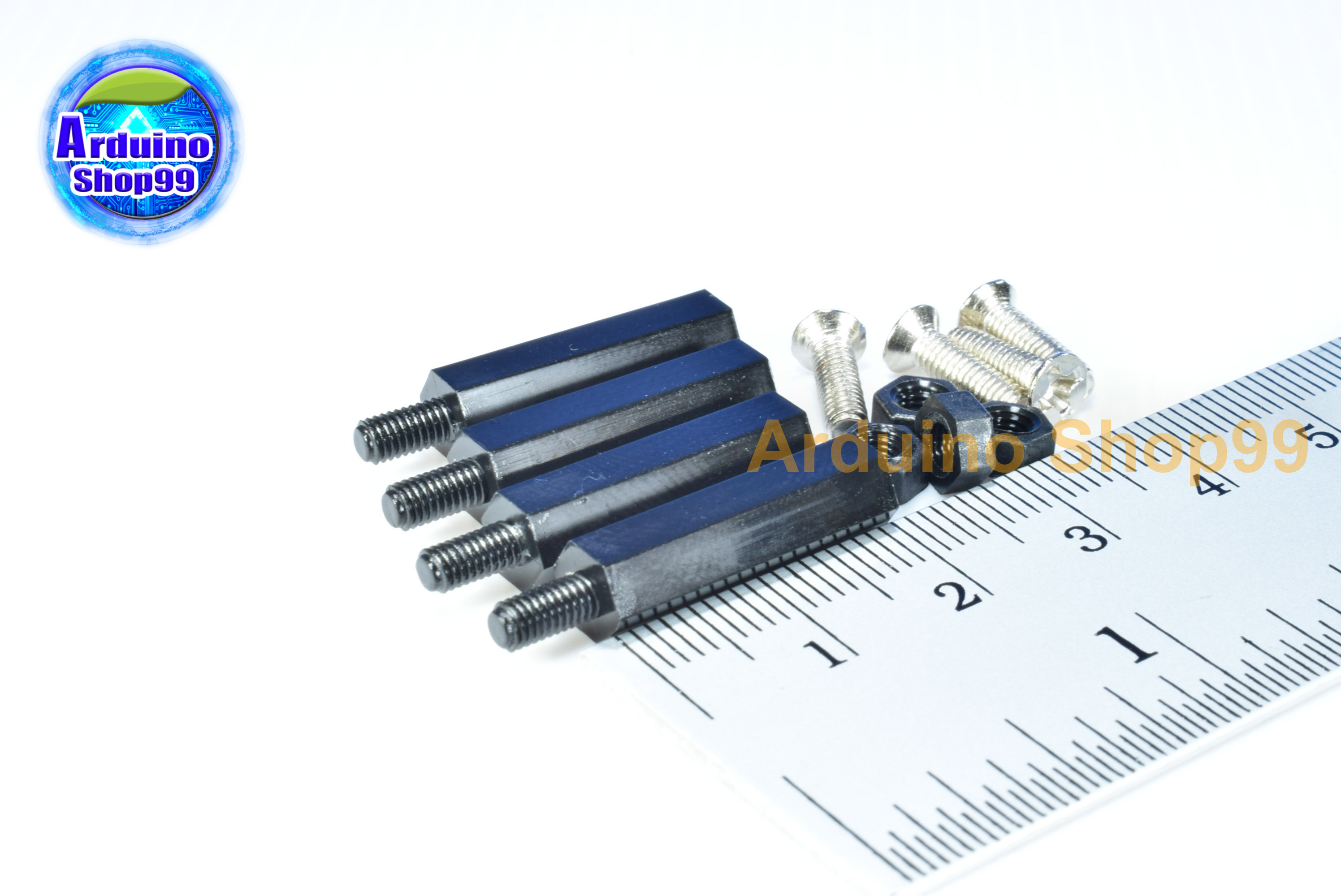 M3*20+6 Column single head Black ( 1 ชุด 4 ตัว )+น๊อตหัวตัด