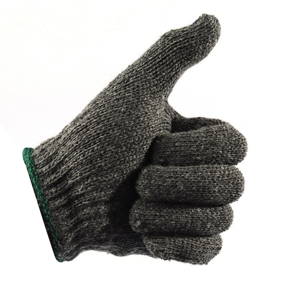 ถุงมือผ้า สีเทา ขอบเขียว 500g