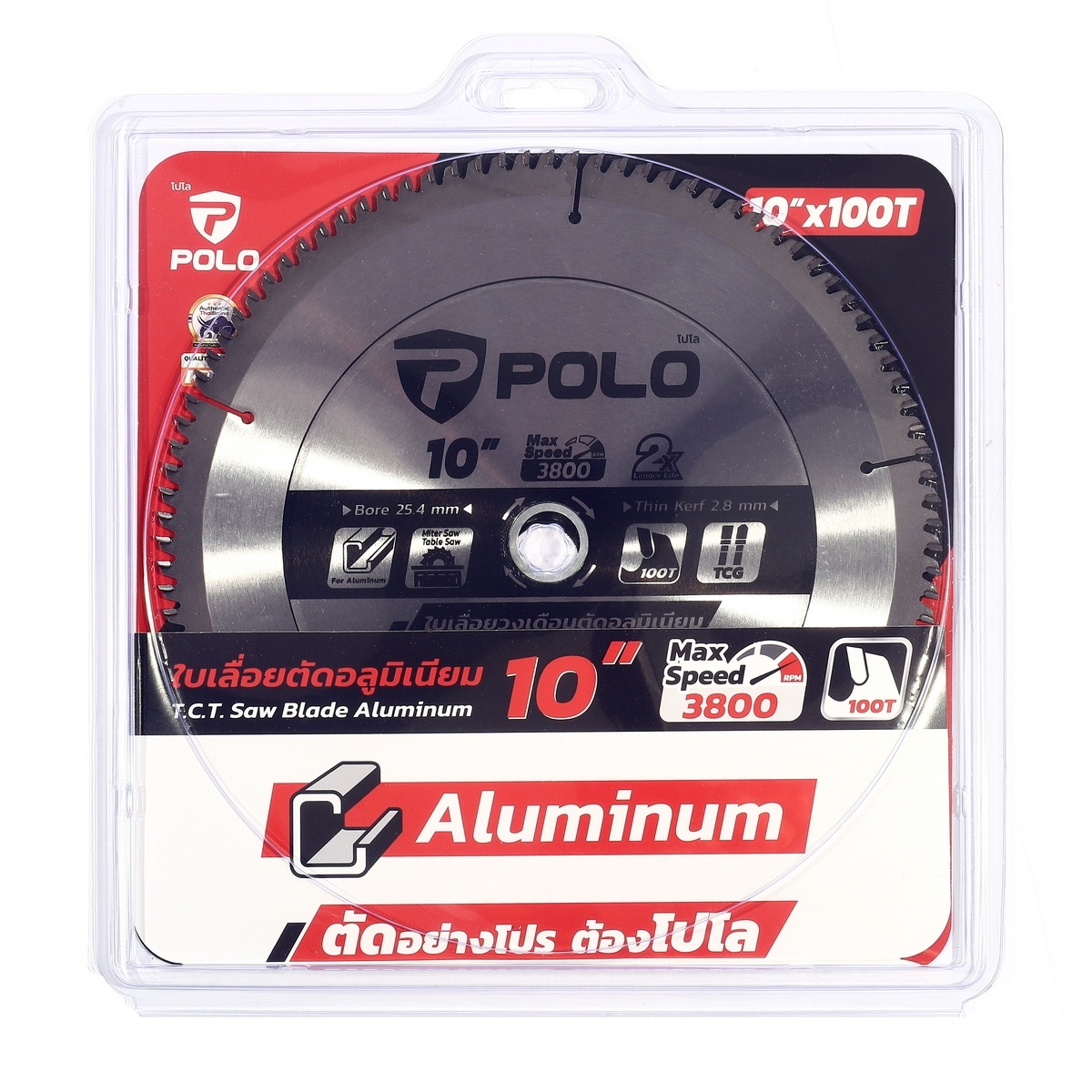 POLO ใบเลื่อยวงเดือนคาร์ไบด์ ตัดอลูมิเนียม 10"x100T