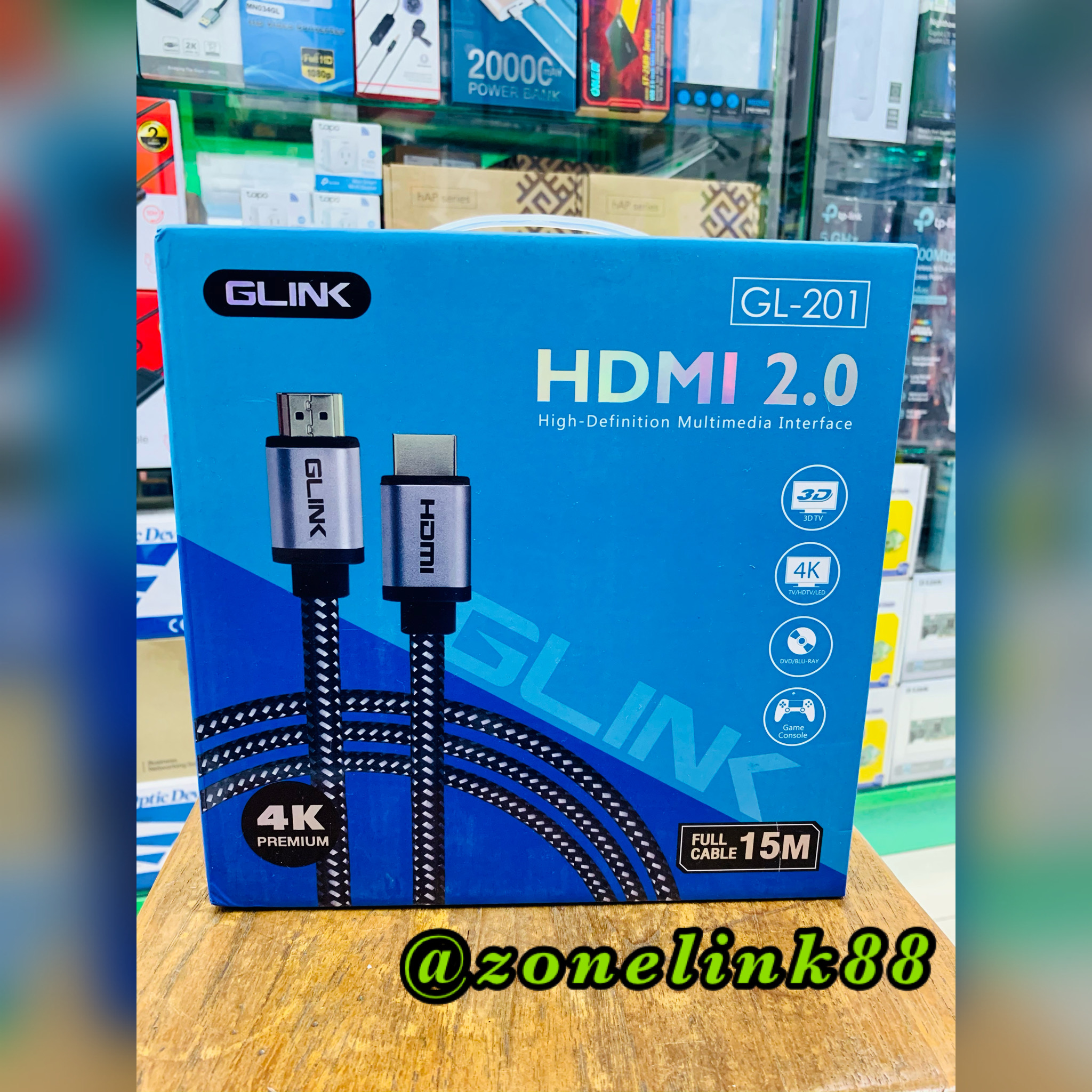 GLink GL-201 HDMI 2.0 Male to HDMI 2.0 15m.
