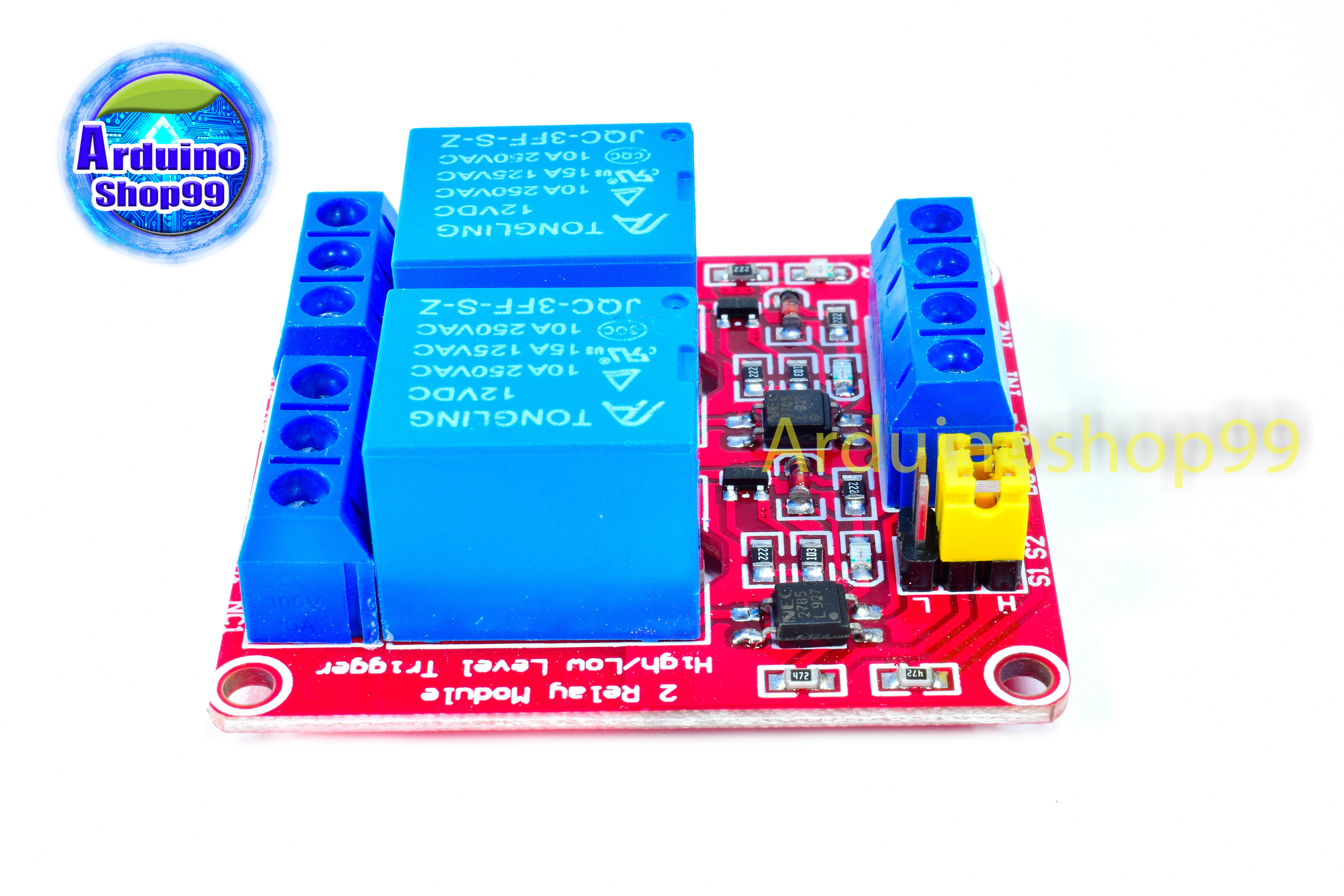 Relay 12V 2 Channel 10A 250V แบบ Active High/Low