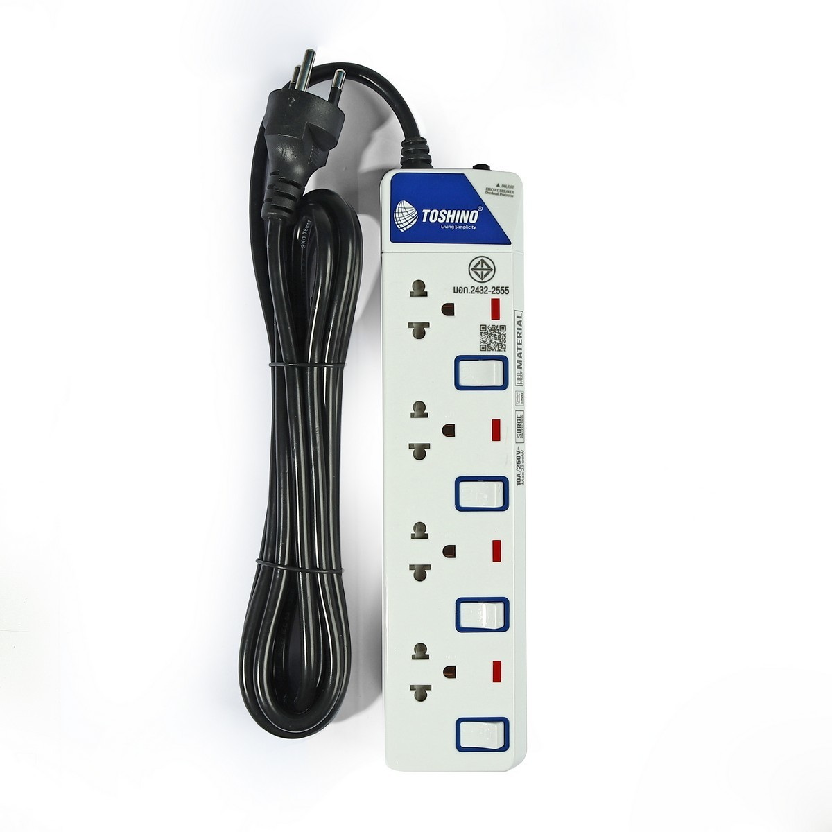 TOSHINO ET-914 ปลั๊กพ่วง 4ช่อง/ 4สวิตซ์/ 3เมตร 10A/2300W