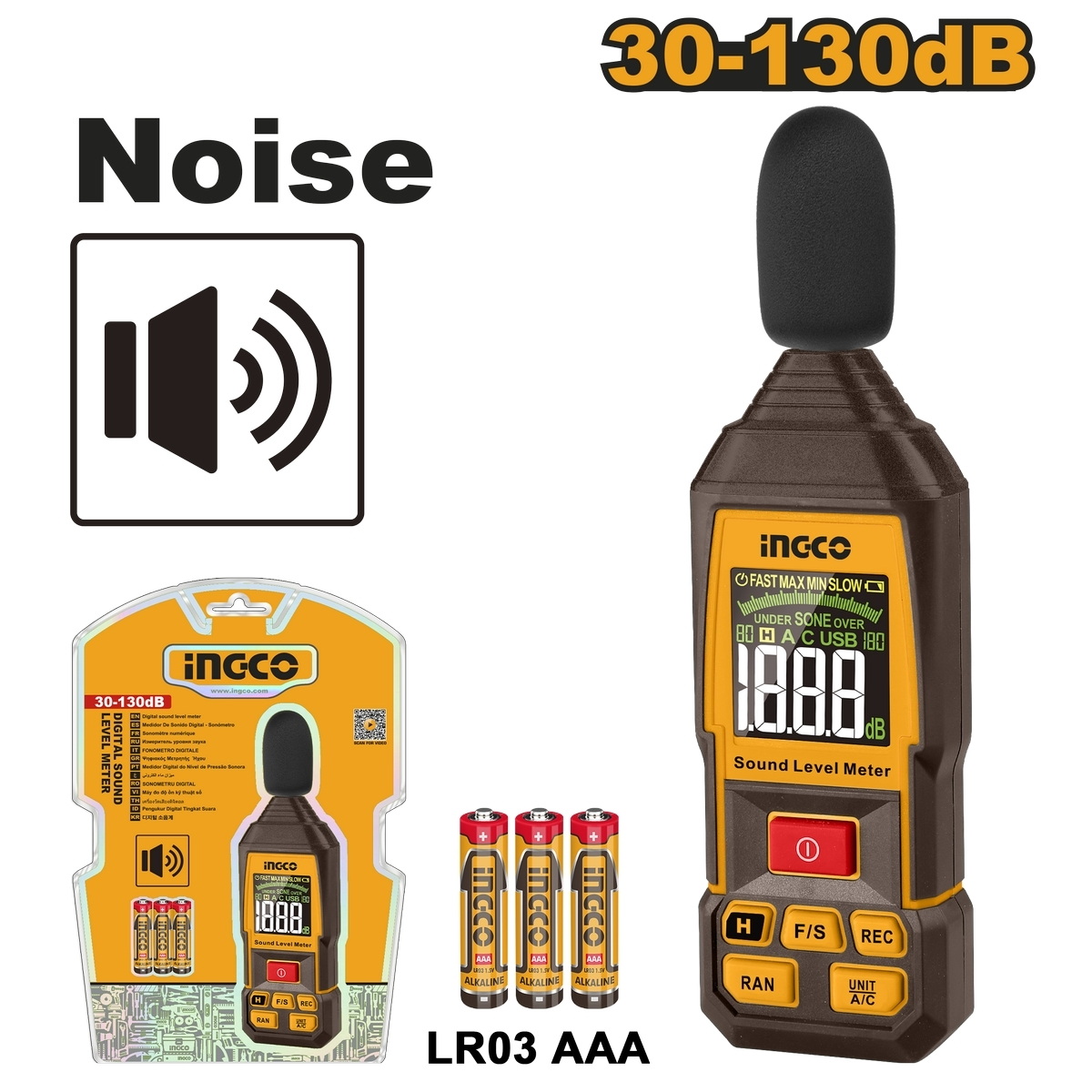 INGCO HETSL031 เครื่องวัดระดับเสียงดิจิตอล 30-130dB