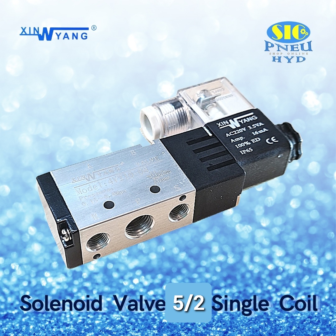 4V210 : SOLENOID VALVE XINYANG โซลินอยด์วาล์ว 5/2 SINGLE COIL PORT 1/4" PT