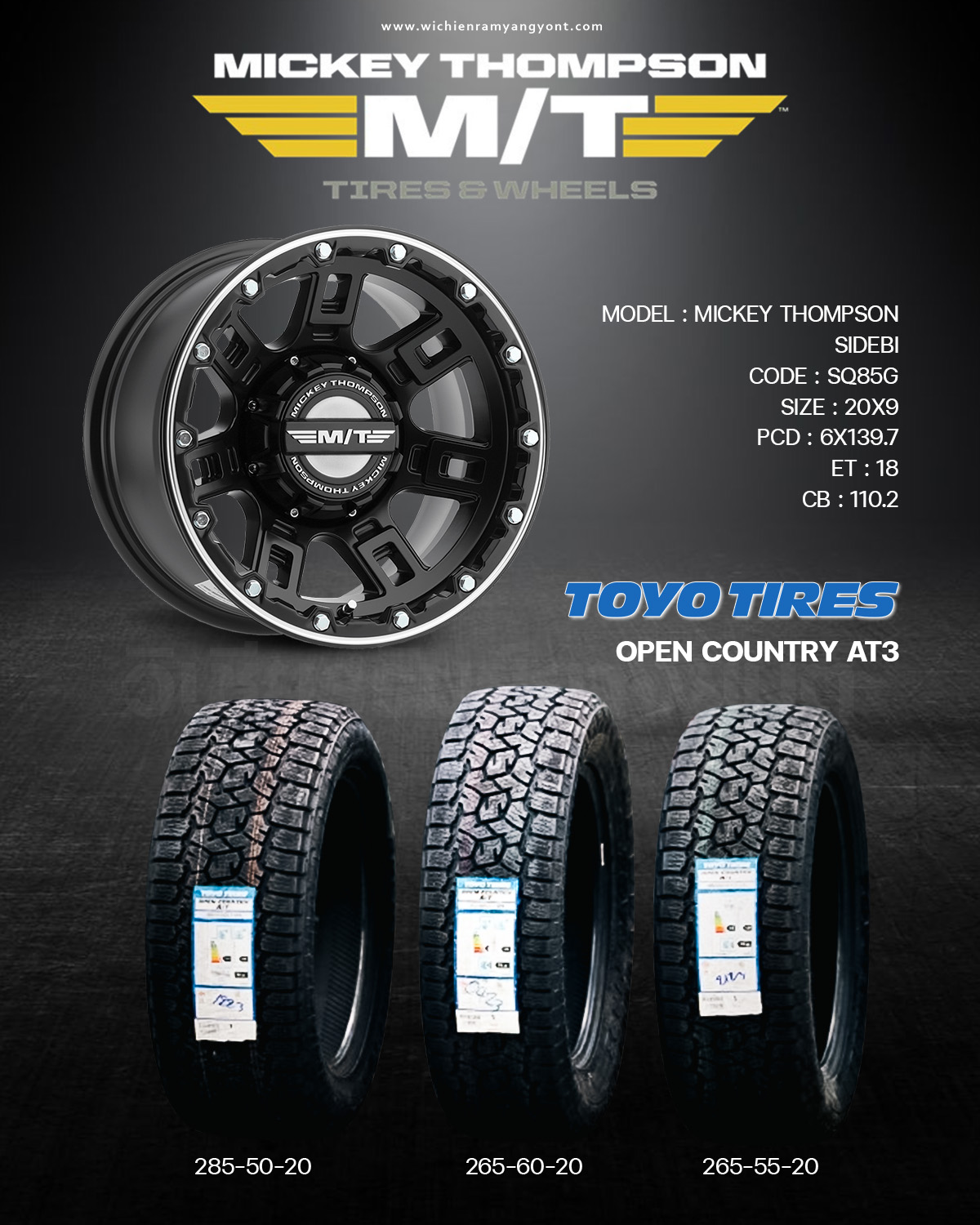 ล้อแม็กซ์ MICKEY THOMPSON แท้ ขอบ 20 พร้อมยาง TOYO AT3