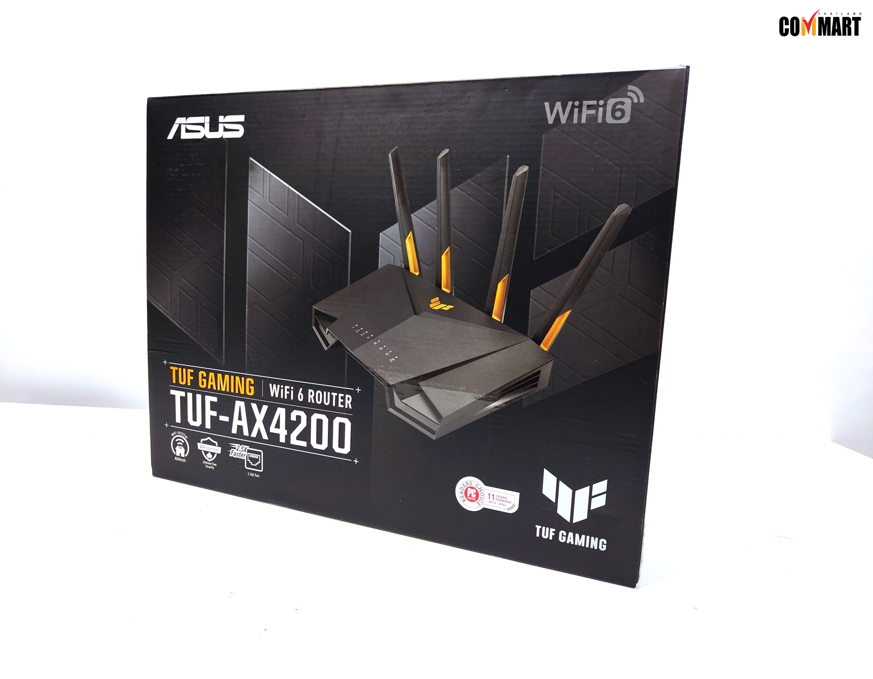 ASUS TUF Gaming AX4200 Dual Band WiFi 6 Extendable Gaming Router, 2.5G Port, Gaming Port, Mobile Game Mode, Port Forwarding, Subscription-free Network Security, Instant Guard, VPN, AiMesh Compatible