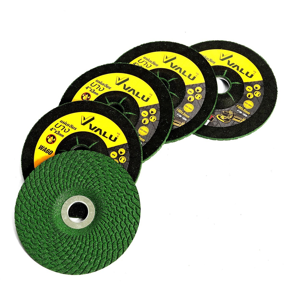 VALU ใบเจียร์บาง 4"x3mm สีเขียว (25ใบ/กล่อง) สำหรับเหล็กและสแตนเลส