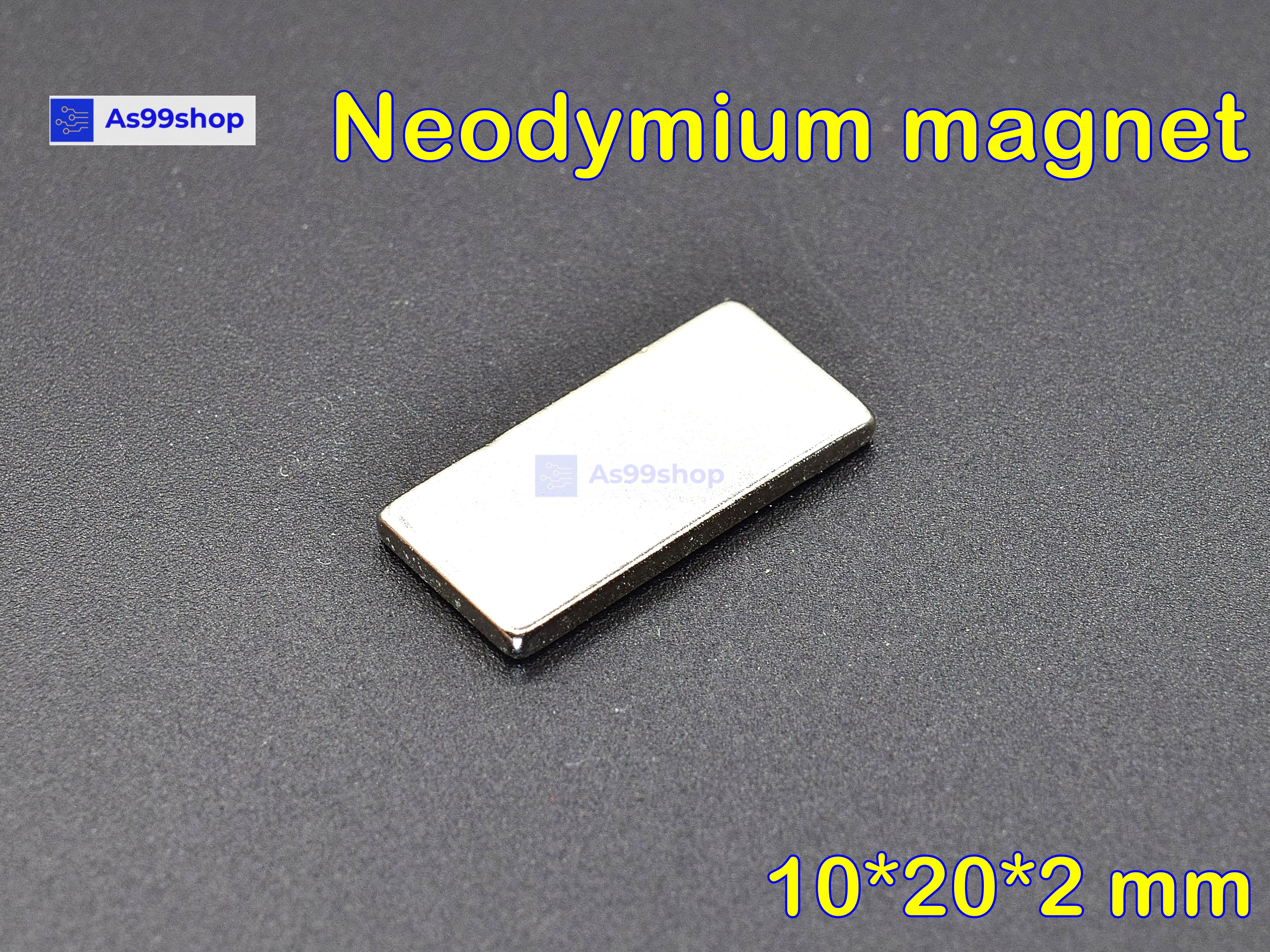 แม่เหล็กแรงสูง Neodymium magnet 10*20*2 mm( 5 ชิ้น )