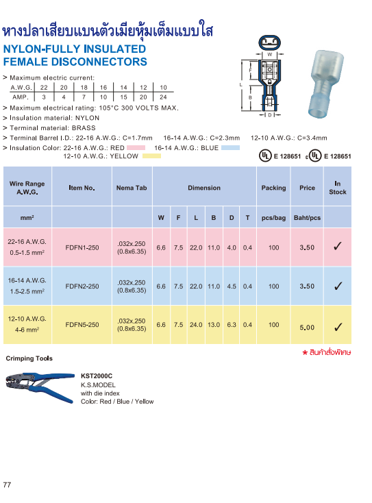 หางปลาเสียบแบน ตัวเมียหุ้มไนล่อนแบบใส